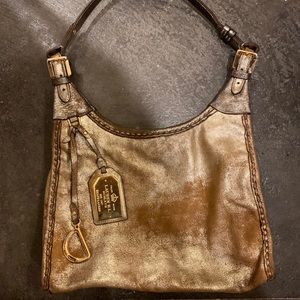 Ralph Lauren gold brushed leather handbag